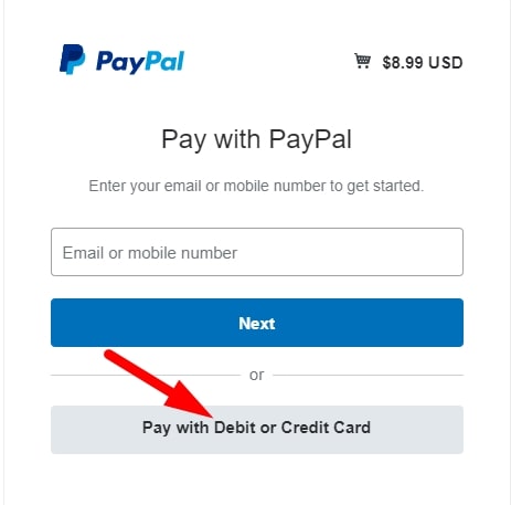 Paypal pay with debit or credit card