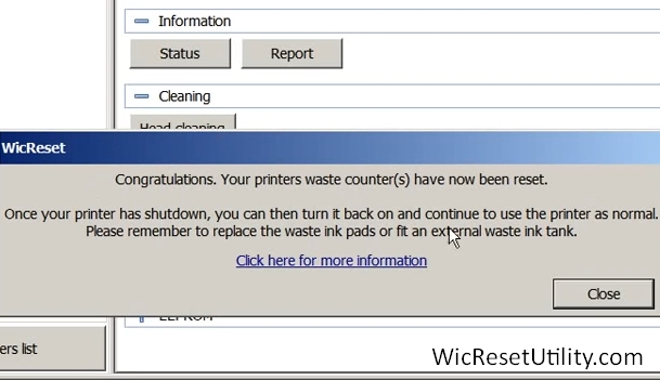 reset epson waste ink counter successful